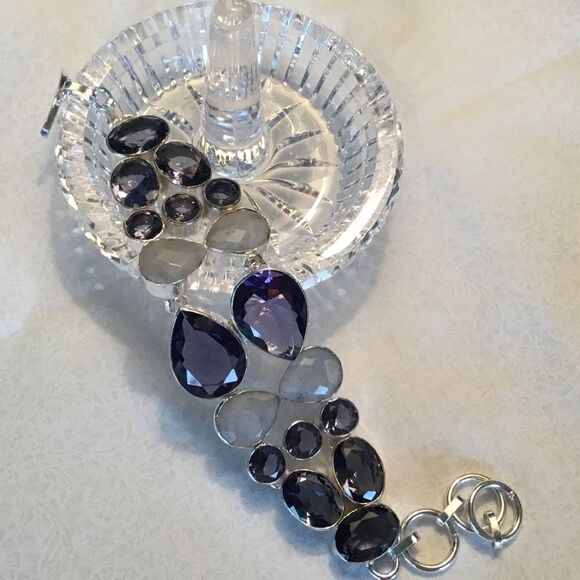 NWOT Sterling Moonstone & Iolite Adj. Bracelet - Picture 1 of 16